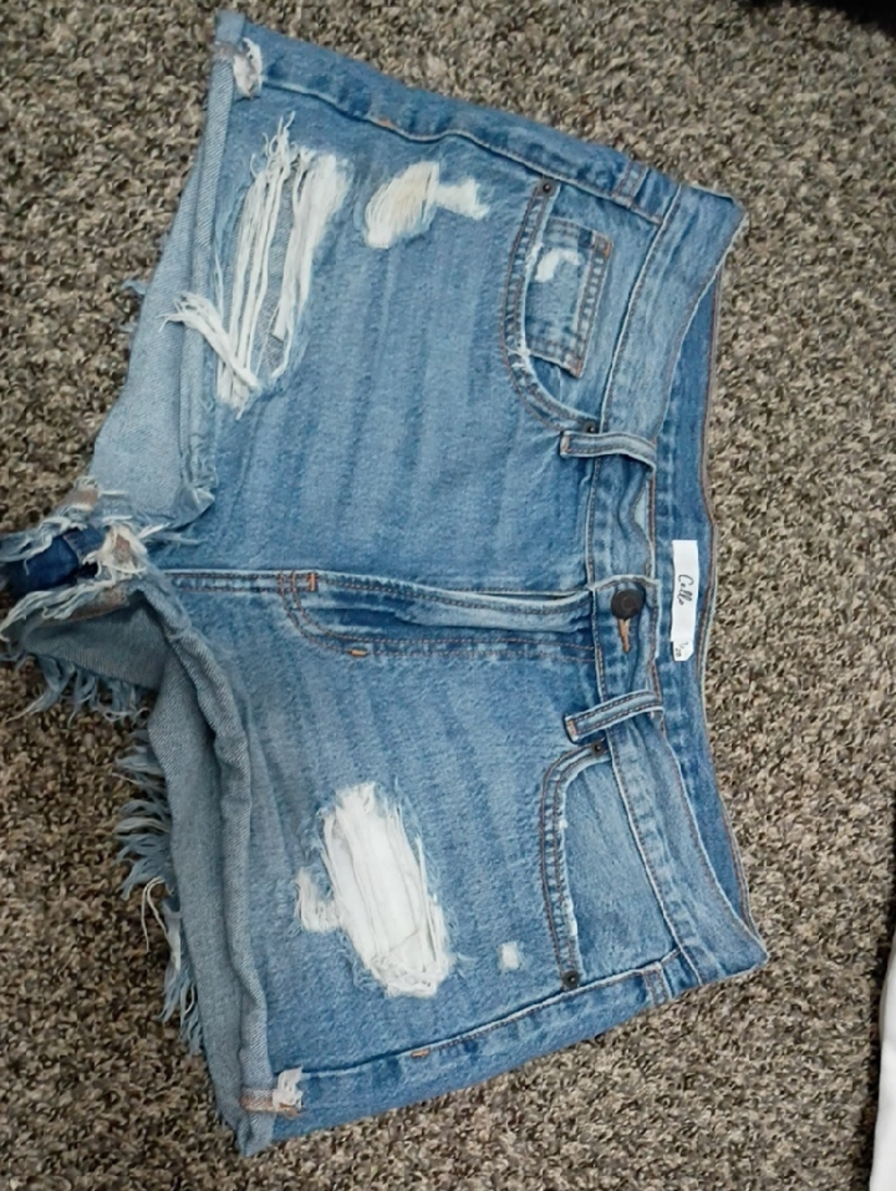 Women's Light Blue Rugged Denim Jean Shorts By- Cello Size-7/28